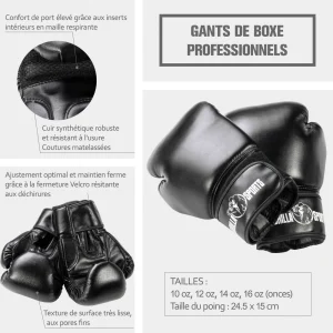 De gros ✔️ Sport De Combat Gorilla Gants De Boxe Professionnels Gorilla Sports Coloris Noir 10 Oz – 16 Oz NOIR ✨ 9